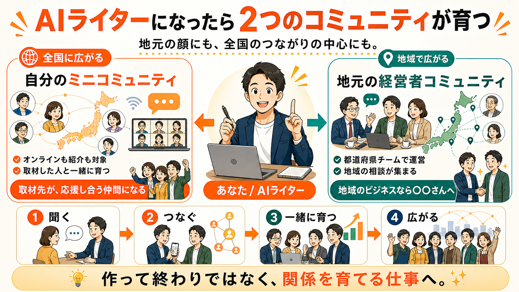 AIライターになったら2つのコミュニティが育つ図解