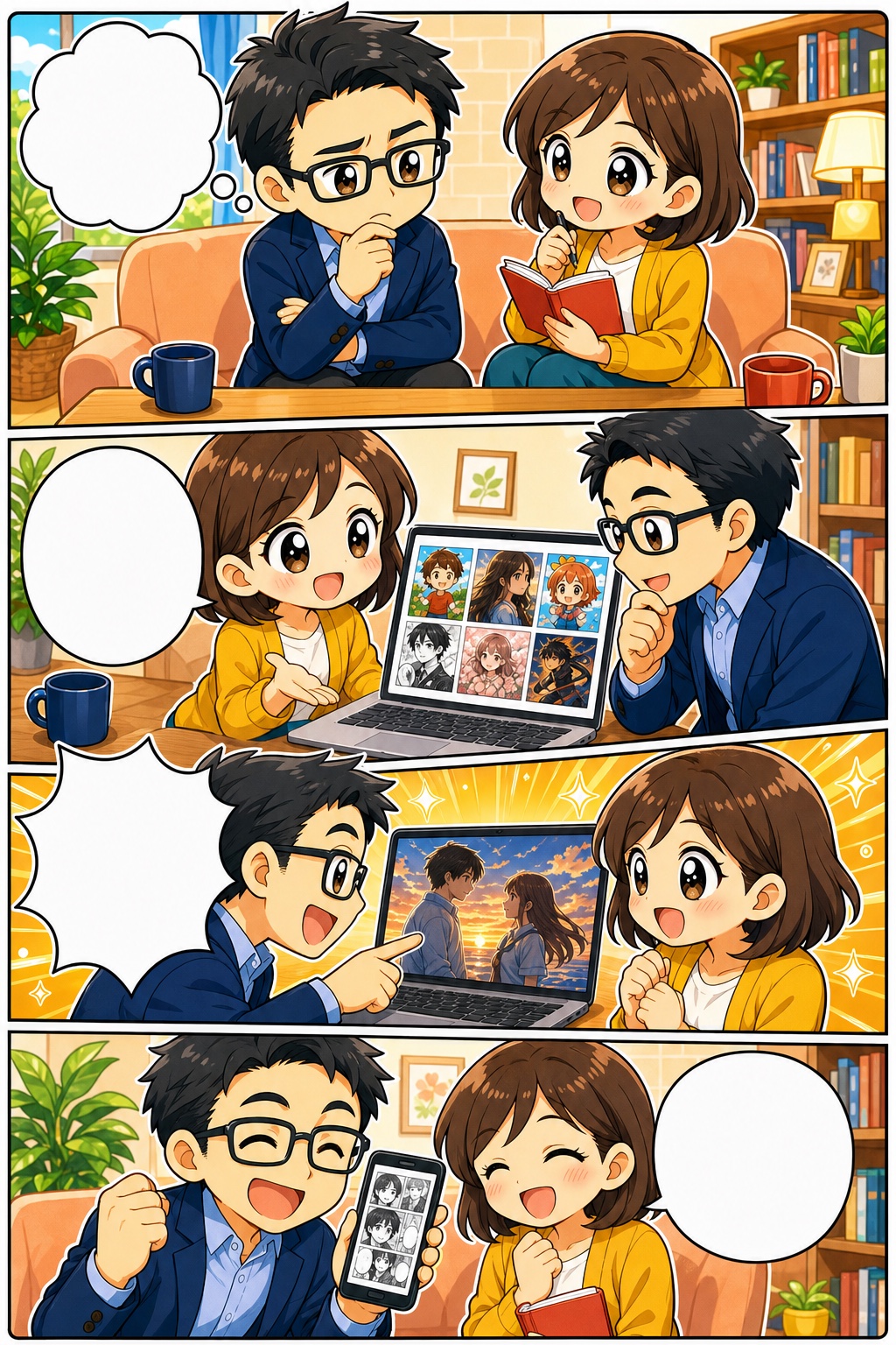 B ポップちびステッカーの4コマ漫画見本