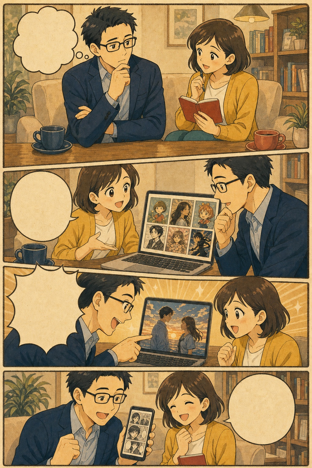 F 昭和レトロ広告の4コマ漫画見本