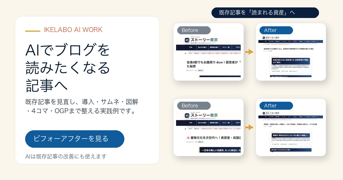 AIで既存ブログを育てる。サムネ・図解・4コマで読みたくなる記事に改善した実例