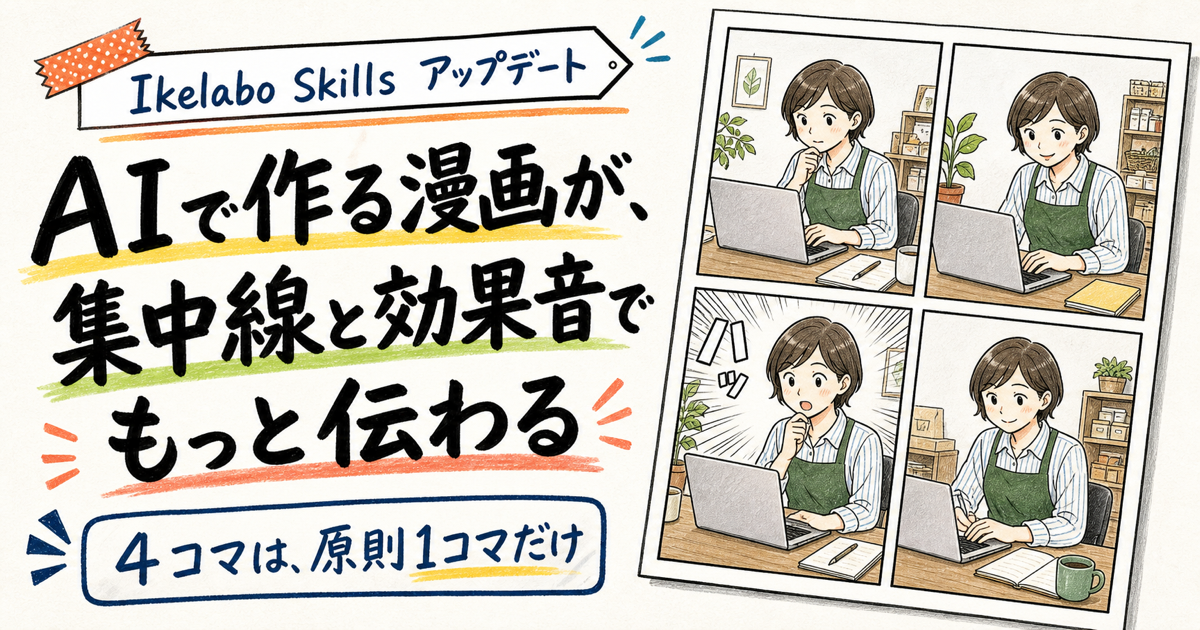 AIで作る4コマ漫画・ストーリー漫画が、集中線と効果音でもっと伝わるようになった