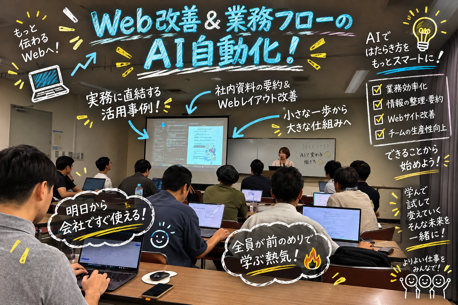 【実際の発表写真】Web改善＆業務フローのAI自動化事例