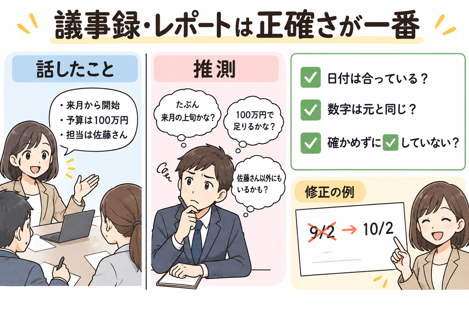 議事録・レポートは正確さが一番