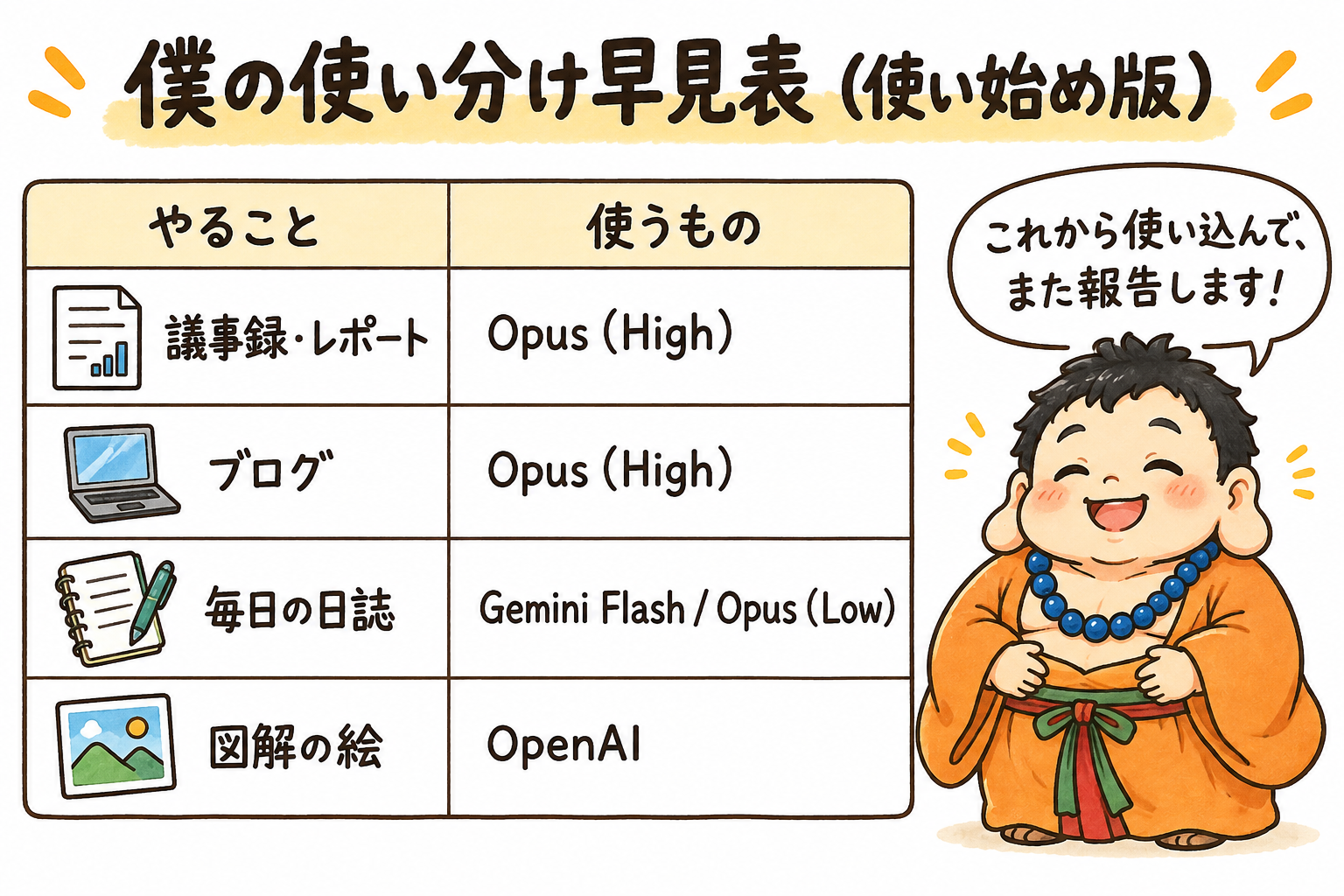 僕の使い分け早見表（使い始め版）